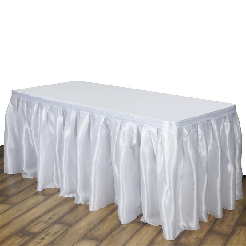 Efavormart White Satin Table Skirt for Kitchen Dining Catering Wedding