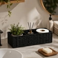 thumbnail image 7 of 3 Section Wicker Storage Basket, Multi Compartment Imitation Wicker Organizer, for Bathroom, Bedroom, Kitchen, Living Room, Black, 7 of 7
