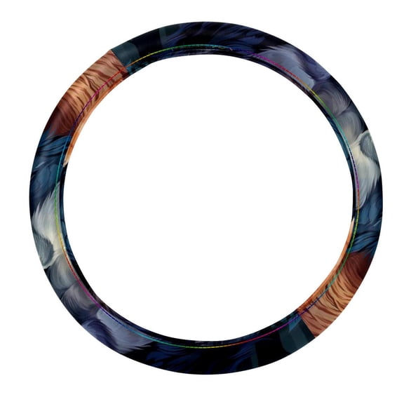 Wolf 14.5 Inch Printing PVC Leather Auto Accessories Steering Wheel Covers Car Wheel Cover Steering Wheel Cover