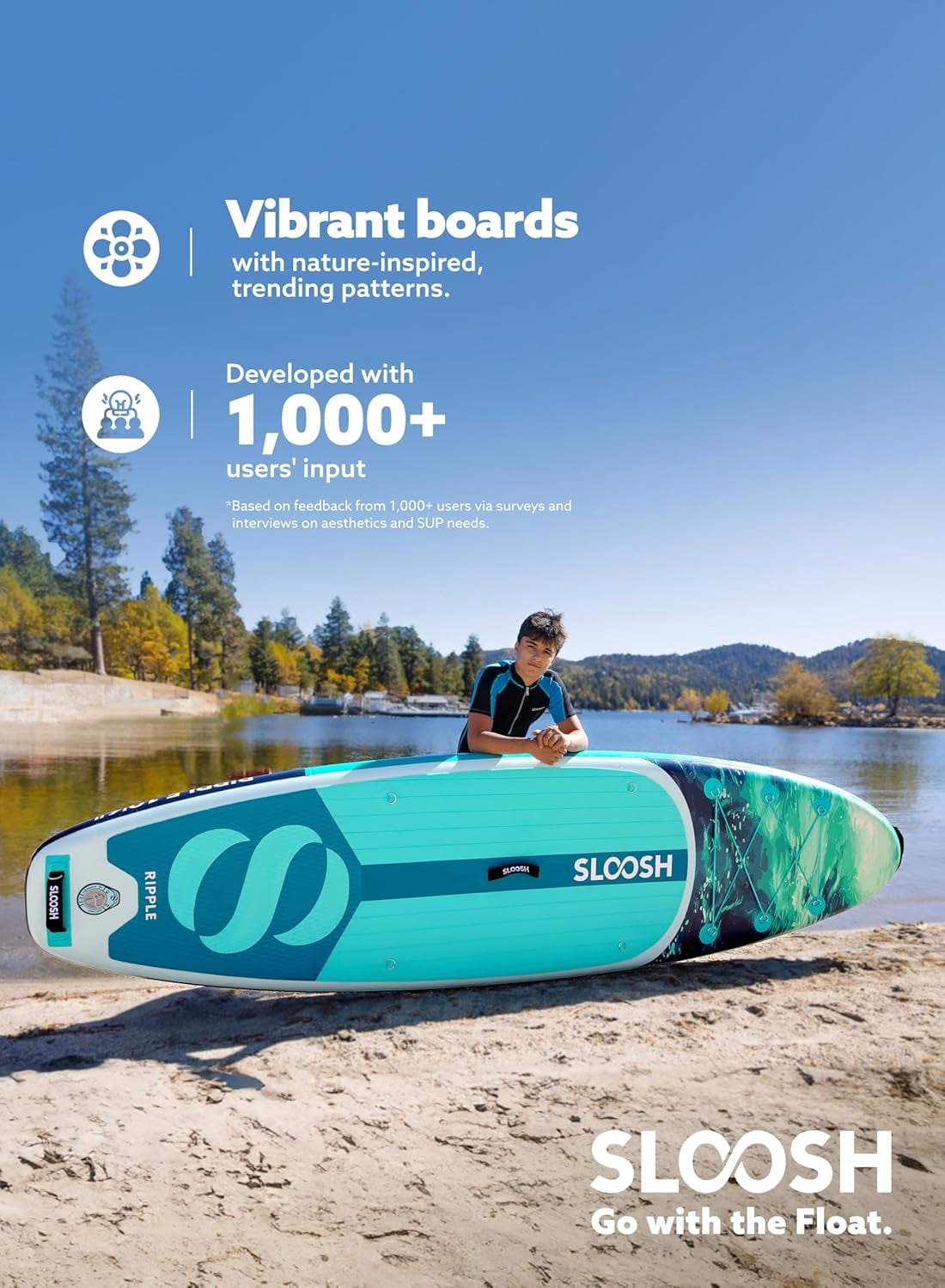 SLOOSH Inflatable Ultra-Light Stand Up Paddle Board for All Skill Levels with Premium SUP Paddleboard Accessories,Non-Slip Comfort Deck for Youth & Adults