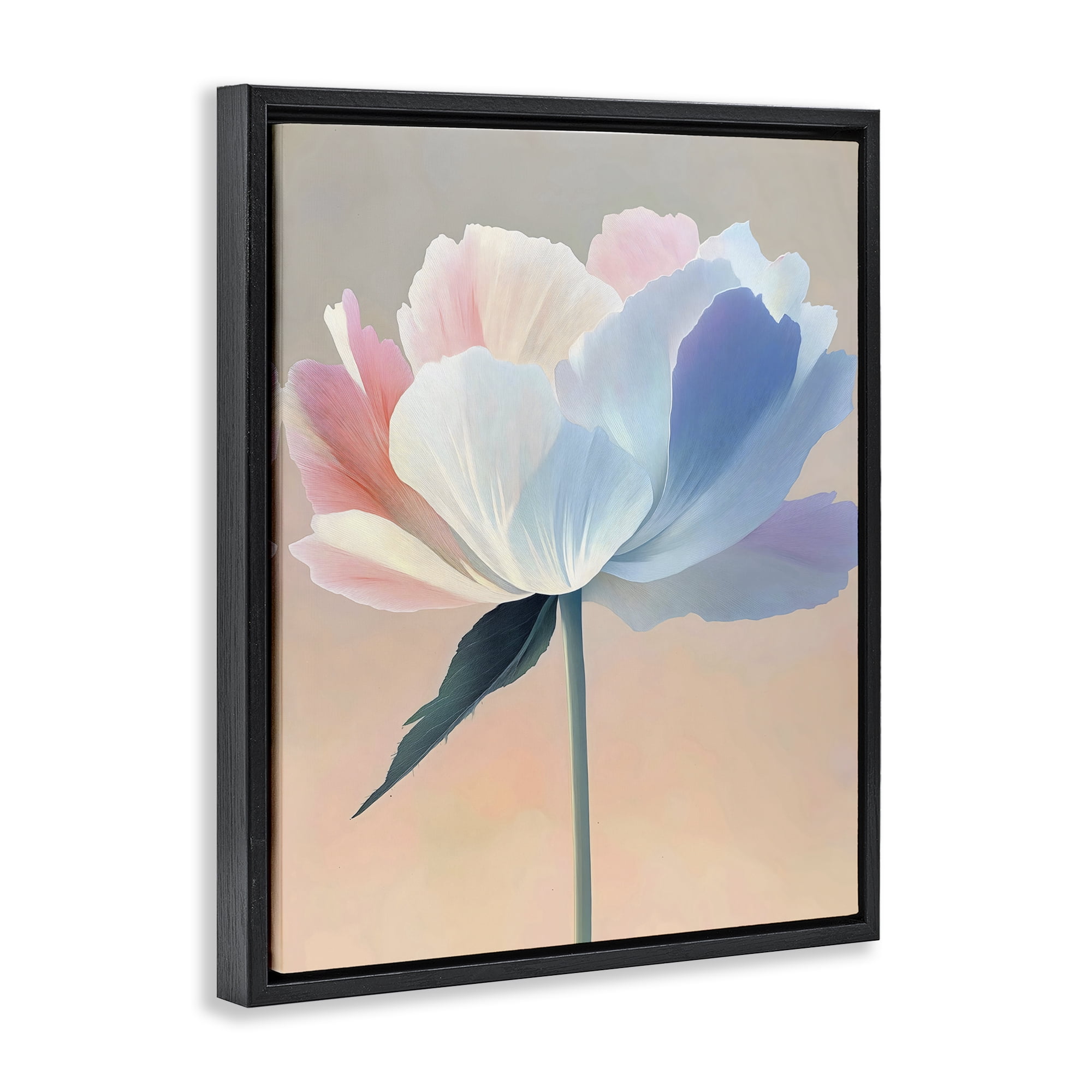Stupell Industries Pink & Blue Flower Serenity Black Framed Floater Canvas Wall Art, design by The Prints Vibe