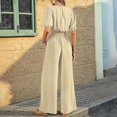 thumbnail image 3 of GILIGEGE Womens Jumpsuits Short Sleeve V Neck Dressy Casual Wide Leg Pants Romper 2025 Summer One Piece Outfits Loose Jumpsuits Rompers with Pockets Casual Wide Leg Pants Romper 2025 Summer Outfits, 3 of 5