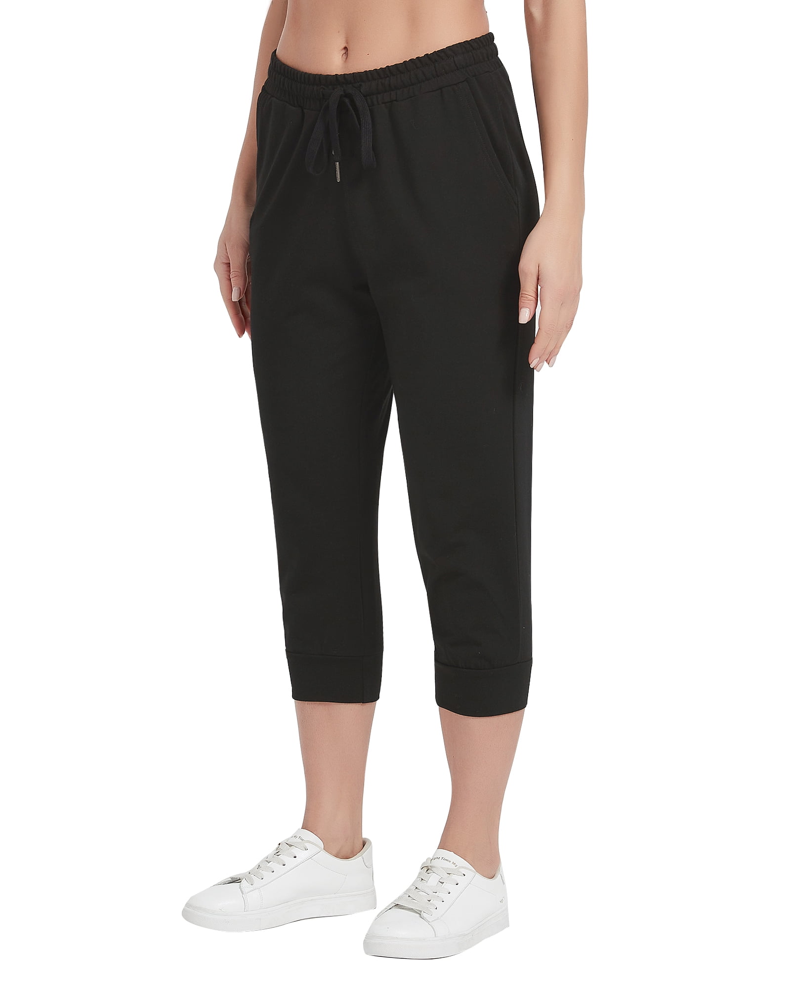 Stelle Women's Cotton Capri Joggers Pants with Side Pockets Workout