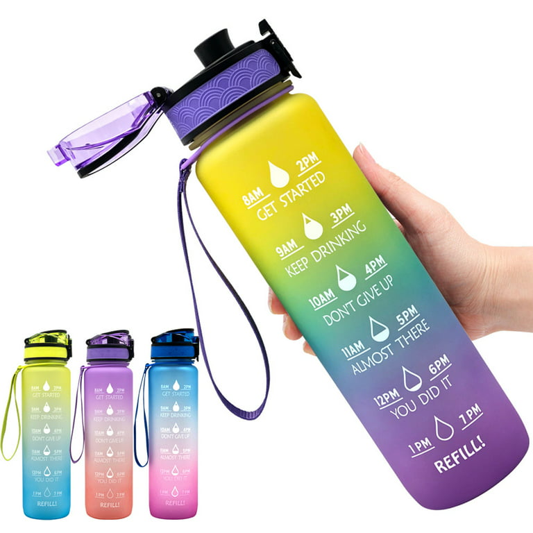 33 oz Water Bottle with Times to Drink and Straw, Motivational Drinking  Water Bottles with Carrying Strap, Leakproof BPA & Toxic Free, Ensure You  Drink Enough Water for Fitness Gym Outdoor 
