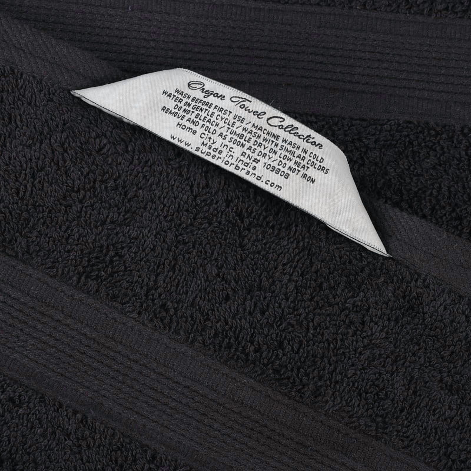 Superior Oregon Organic Cotton 3 Piece Towel Set, Soft Medium Weight Towels, Black