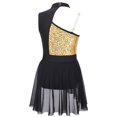 thumbnail image 2 of Raenseen Kids Girls Sleeveless Off Shoulder Sequins Patchwork Style Ballet Leotard Dress Lyrical Gold 8, 2 of 7