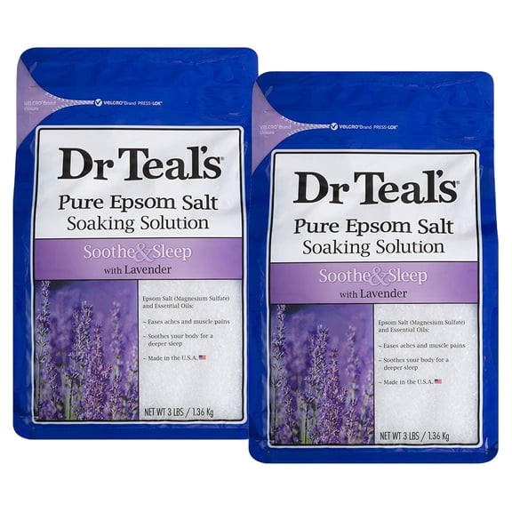 Dr Teal's Pure Epsom Salt Soaking Solution, Soothe & Sleep with Lavender 48 oz (Pack of 2)