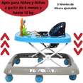 thumbnail image 3 of Andadera para Bebé Coco Luz y Sonido Altura Ajustable Plegable Ruedas de Goma Apta desde 6 meses - Azul, 3 of 6