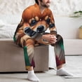 thumbnail image 7 of Yiaed Colorful Leaf Chihuahua Print Men’s Pajamas Set - Long Sleeve Button Down Sleep Shirt and Pajama Bottoms Sleepwear Set Mens Pjs Sets Men's Pajama Bottoms-, 7 of 7