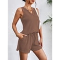 thumbnail image 3 of Ekouaer Pajamas Tank Top and Shorts Lounge Sets Waffle Knit V Neck Pj Short Sets Casual Outfits for Women, 3 of 6