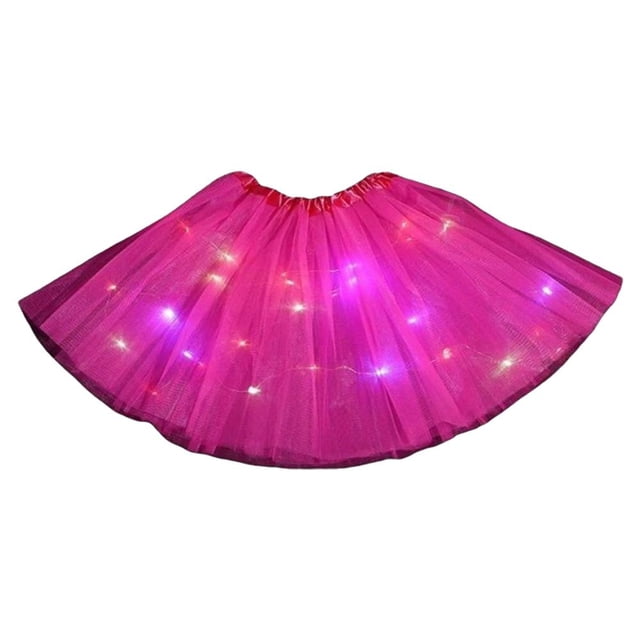 WAITLOVER Rtyweth Niñas LED Luminoso Tutu Neón Falda Corta Princesa Bailarina Hada Niños Fiesta Favor Disfraz