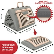Sport Pet Designs Cat Carrier, Foldable Plastic, Medium, 25 lb Limit, Gray, 15.25 L x 18.5 W x 14.25 H