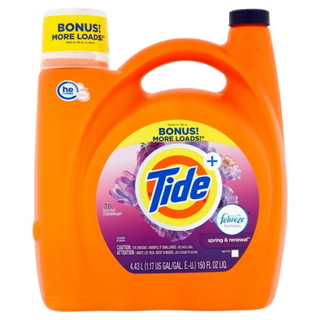Tide + Febreze Freshness Spring & Renewal Detergent, 78 loads, 150 fl oz