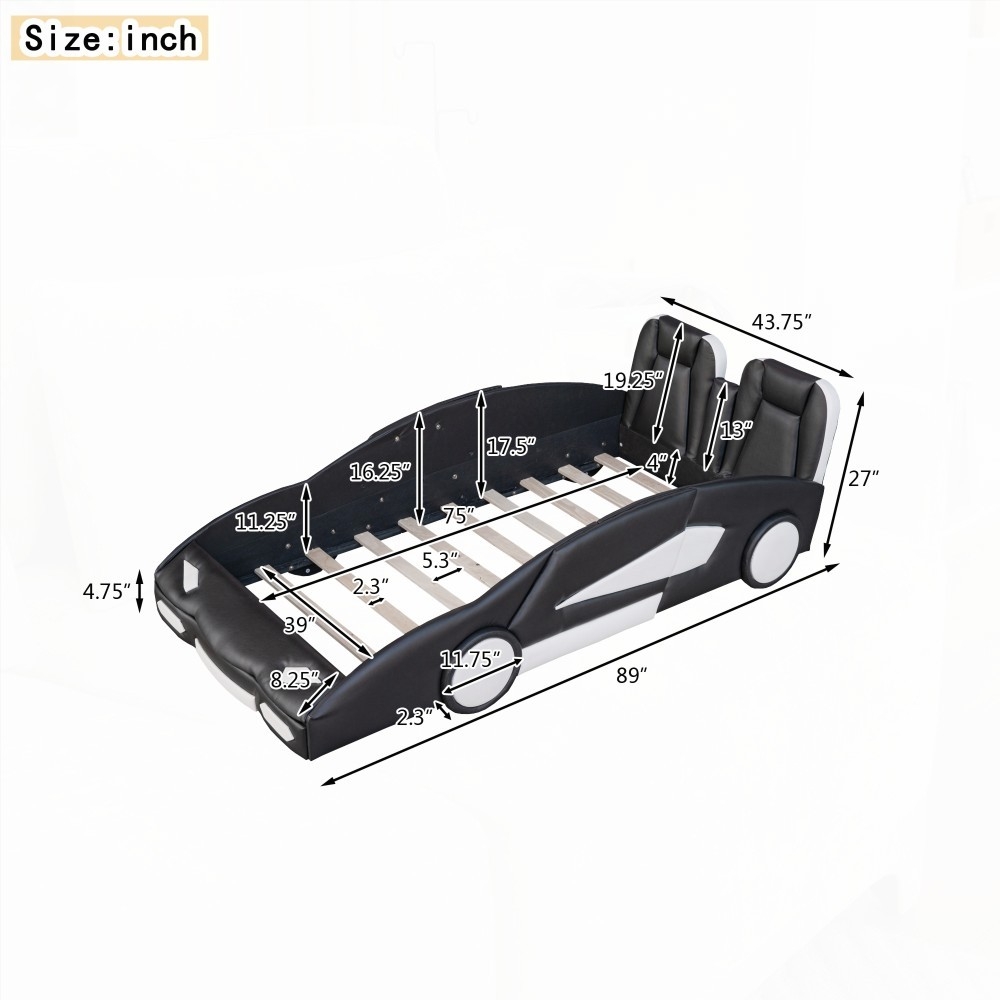 Twin Size | Car-Shaped Bed on Wheels - Safe & Robust
