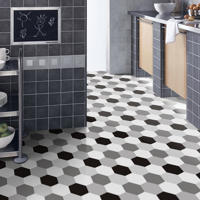 pitrice 20cm*5m/Roll Hexagon Ceramic Tile Sticker Self-Adhesive Waterproof PVC Film Wallpaper