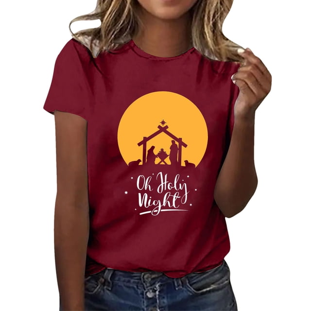 Gibobby Playera de Verano para Mujer Camiseta gráfica para mujer, divertida camiseta manga corta con cuello redondo para ver películas, blusa(Vino,XL)