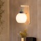 thumbnail image 2 of Nordic Modern Wall Lamp with Milky Glass Shade, E27 Socket, Wall Light Fixture with Wooden Shelf Bracket, Wall Sconces for Living Room, Dining Room, P, 2 of 5