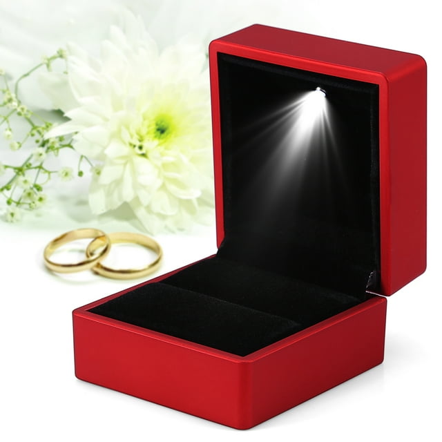 HURRISE 4 Colors Fashionable LED Lighted Ring Storage Box Jewelry Display Case Gift, Ring Display Box, Ring Case
