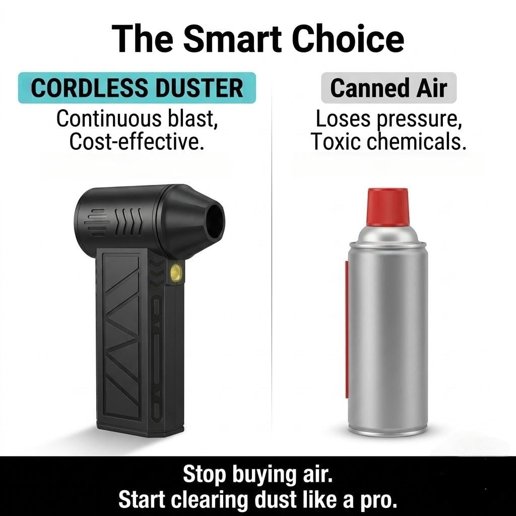 TOPKECH 3-Speed Electric Air Duster, 130,000 Rpm Cordless Compressed Air Duster for PC, Computer Keyboard and Electronics Cleaner, Black