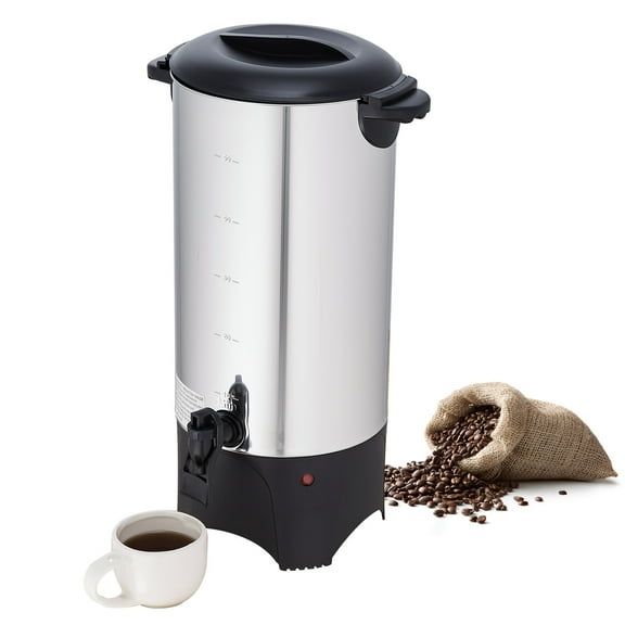 KFFKFF 50 Cup Commercial Coffee Urn Stainless Steel Coffee Dispenser Polished Urn Hot Water Dispenser