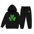 thumbnail image 4 of Girls Outfit Sets Toddler Boy Girl Long Sleeve St.Pt'S Day Clover Print Warm Hoodie Sweatpant Kids Outfits Sweat Suit,2-13Y, 4 of 4