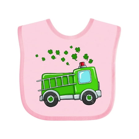 

Inktastic St. Patrick s Day Green Fire Truck with Clovers Gift Baby Boy or Baby Girl Bib