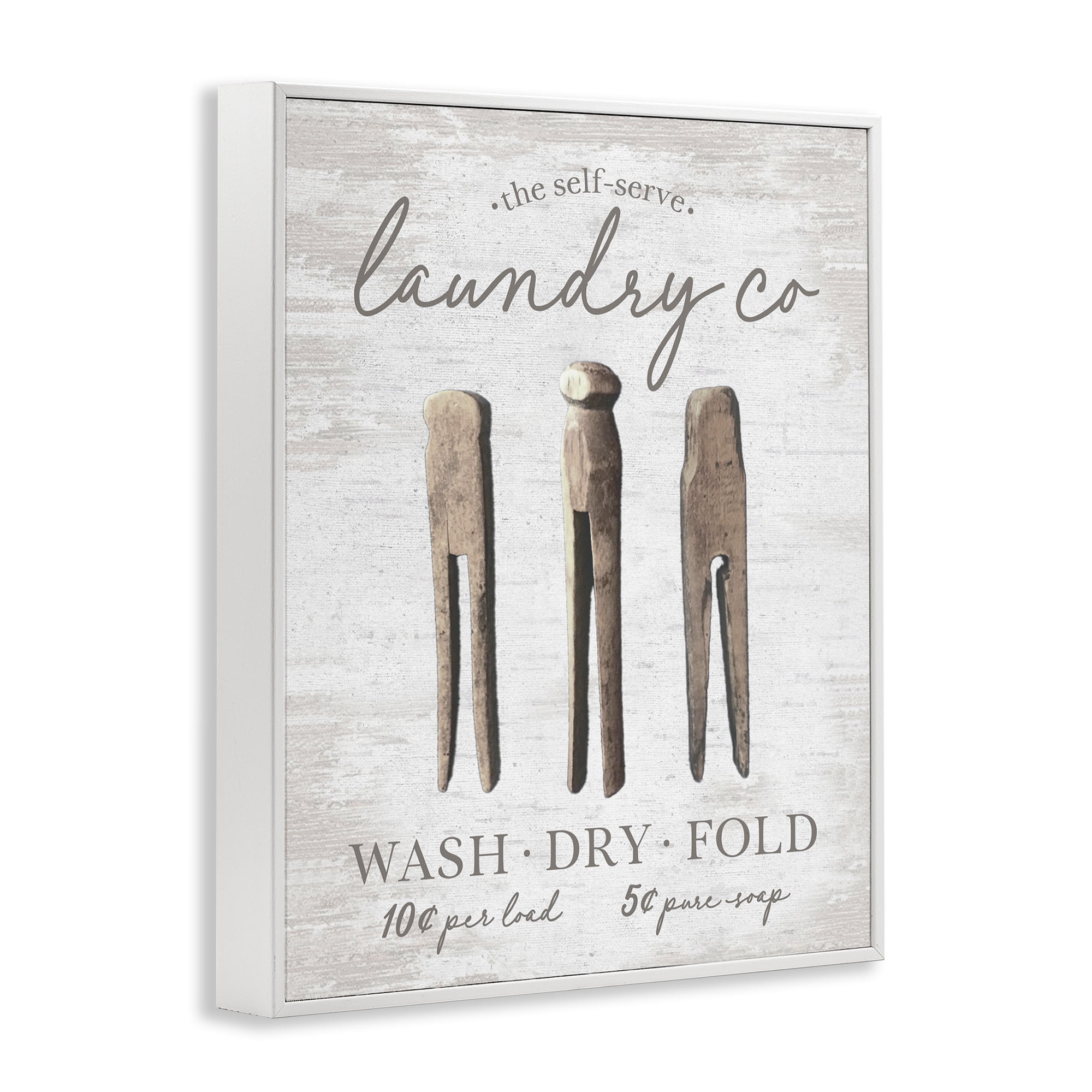 Stupell Industries Distressed Laundry Co Typography Painting White Framed Art Print Wall Art, 16 x 20
