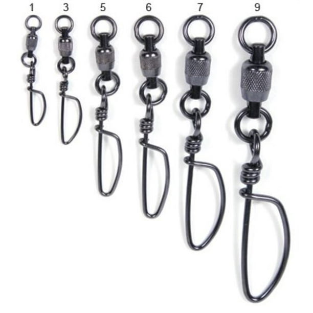 Billfisher BBSS101Pack Ball Bearing Snap Swivels, Black, 2Ring, 450Pound