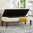 thumbnail image 2 of Storage Bench With Tufting - Soft Velvet Seat And Large Interior Box Wooden Structure, Safe Hinges 48”l X 18”w 18.5”h Cream, Wood Elegant Practical Furniture Piece Fits Shoes, Blankets, Books Dark, 2 of 3