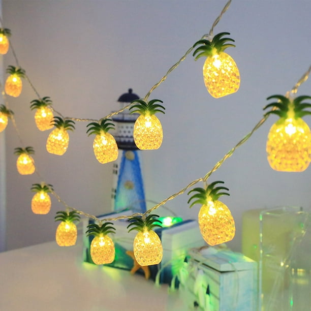 Guirnaldas de luces con forma de piña | Luces decorativas para fiestas en interiores y exteriores | Luces con forma de piña a pilas