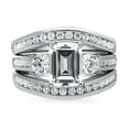 thumbnail image 2 of BERRICLE Sterling Silver 3-Stone Wedding Engagement Rings 2.1 Carat Emerald Cut Cubic Zirconia CZ Ring Set for Women, Rhodium Plated Size 5.5, 2 of 19