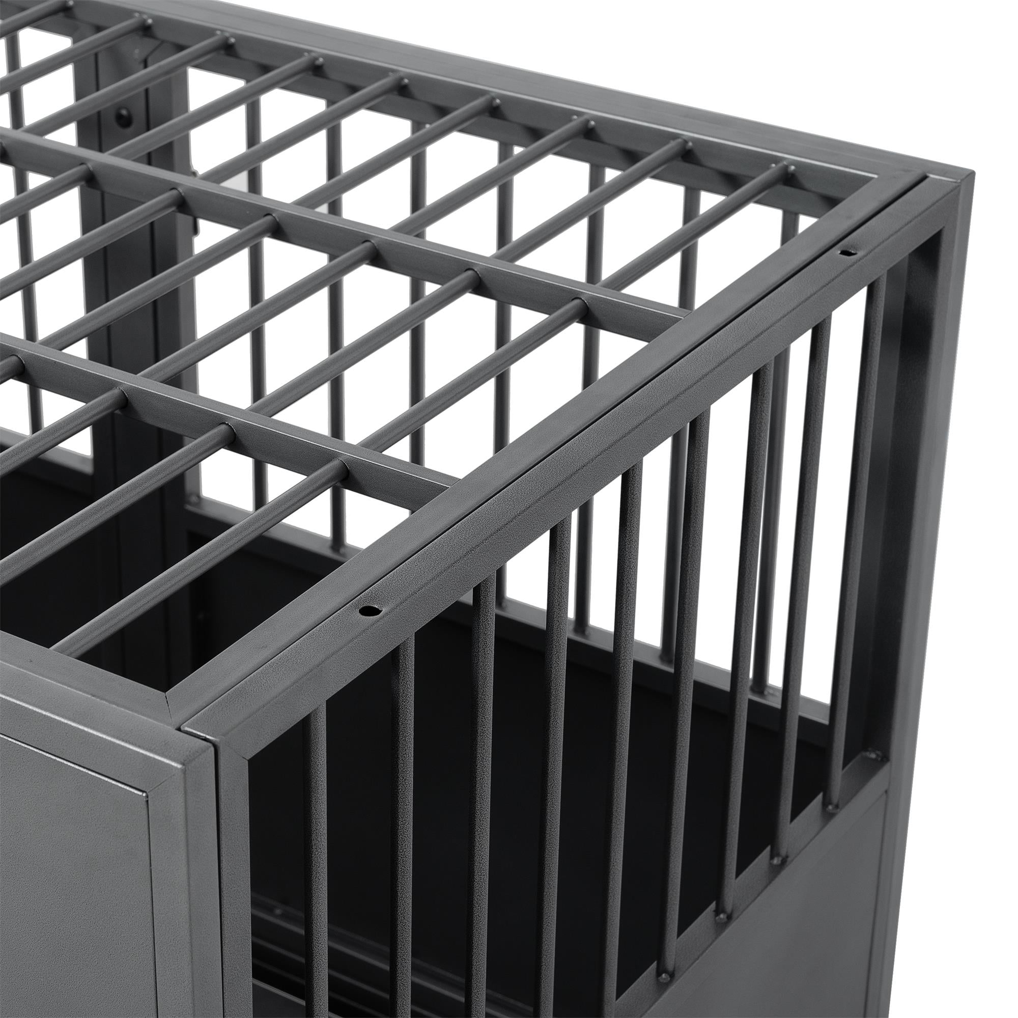 Pefilos 47" Dog Crate for Indoor Dogs, Heavy Duty Dog Cage with Tray, Dog House Rabbit Hutch, Silver Pefilos 47" Dog Crate for Indoor Dogs, Heavy Duty Dog Cage with Tray, Dog House Rabbit Hutch, Silver