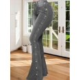 thumbnail image 3 of Women's Flared Jeans, High-Waist Stretch French-Style Jeans, Loose-Leg Buttoned Denim Pants, Flared Denim Jeans (S-5XL) grey 4XL, 3 of 7