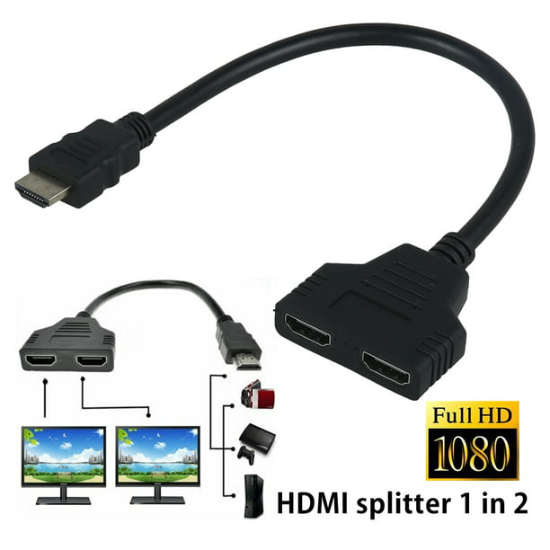 Willstar HDMI Splitter Male to Female Cable Adapter Converter 1 Input 2 Output 30cm - Walmart.com