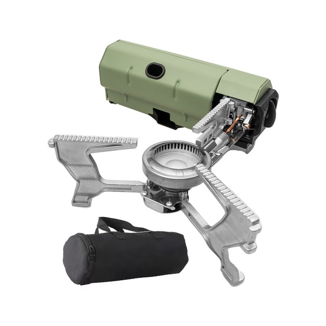 Eigraketly Estufa de Gas, herramienta para barbacoa, quemador plegable, aleación de aluminio, resistente a la corrosión, tamaño compacto, Kits de desorden para acampar Verde