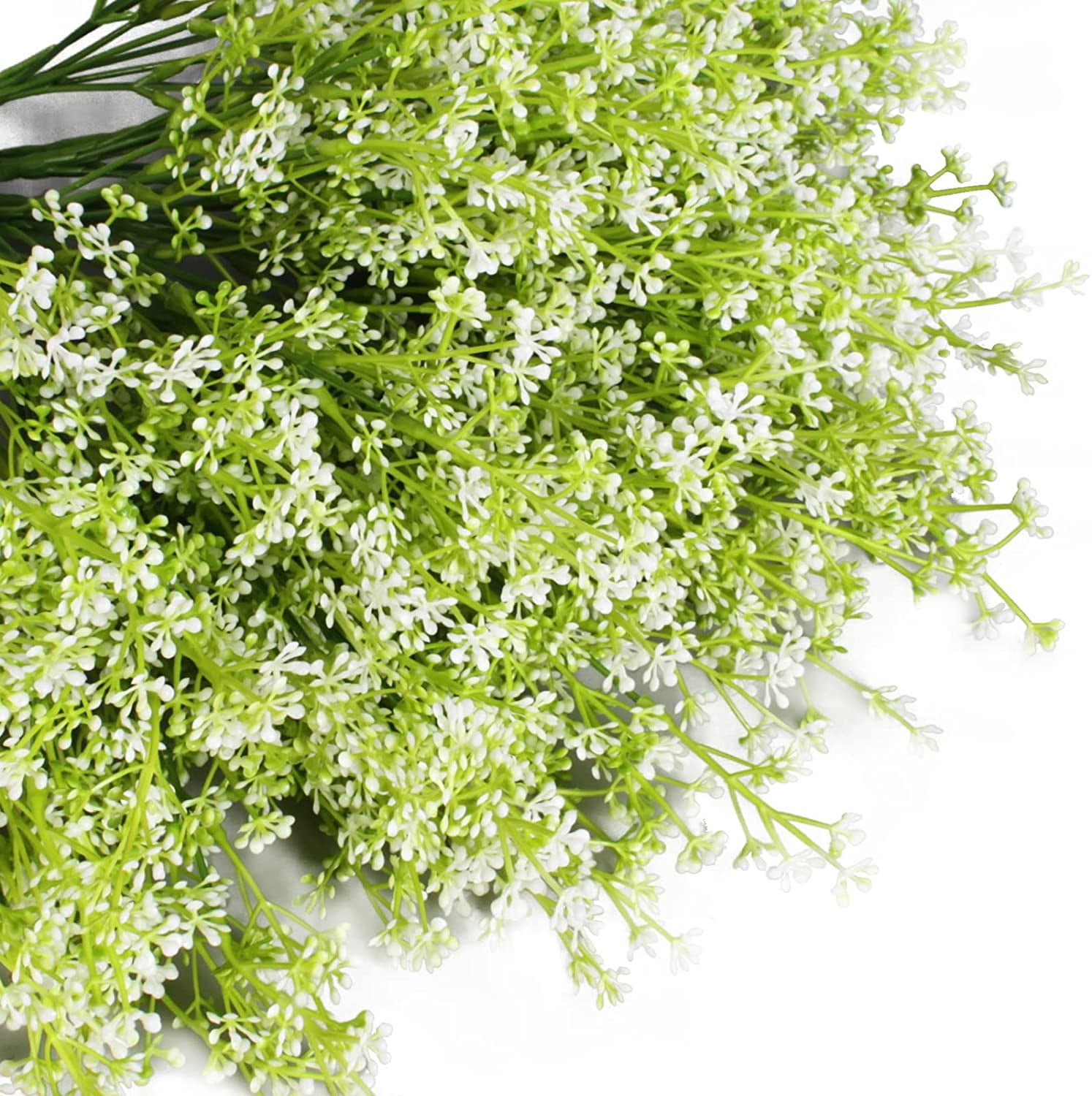 MAMOWEAR Artificial Baby breath Flowers for Outdoor Spring Fall Fake Flowers Bulk Faux Flower Bouquets for Harvest Festival Home Window Box Décor(12pcs, White)