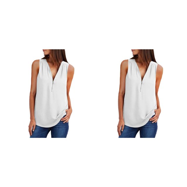 sweethay Tops de verano para mujer, camisa informal de poliéster, ropa elegante Sexy sin mangas, blusa de gasa con cuello de , novias y Type7 NO7