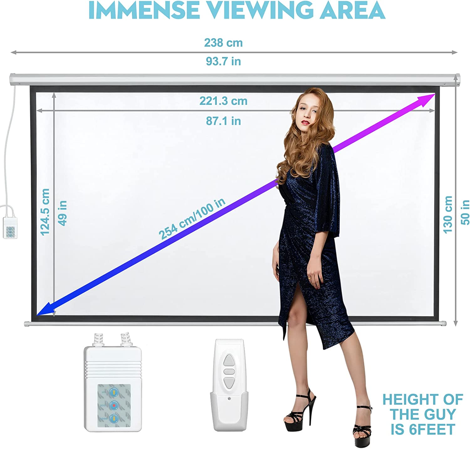 Buy Motorized Projector Screen 169 4K 3D HD 100 inch Electric