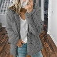 thumbnail image 3 of Women Hoodie Jacket Long Sleeve Zipper Sweatshirt Fluffy Fleece Coat Cardigan Hooded Sweatshirt Outwear, 3 of 4