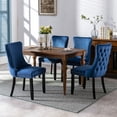 thumbnail image 3 of Modern Velvet Upholstered Dining Chairs Set of 2 with High Back and Wooden Legs, Comfy Kitchen Chairs with Nailhead Trim, Accent Side Chairs for Living Room, Kitchen, Dining Room, Blue, 3 of 9