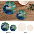 thumbnail image 3 of SKYSONIC Peacock Feather Beautiful Trivet Round Hot Pads, Set of 2 Cartoon Pot Holder Heat Resistant Trivets Cotton Thread Weave Mats for Kitchen Counter Hot Dishes Pot Teapot Table Decor, 3 of 7