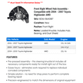 thumbnail image 2 of Front Right Wheel Hub Assembly - Compatible with 2004 - 2007 Toyota Highlander AWD 2005 2006, 2 of 2
