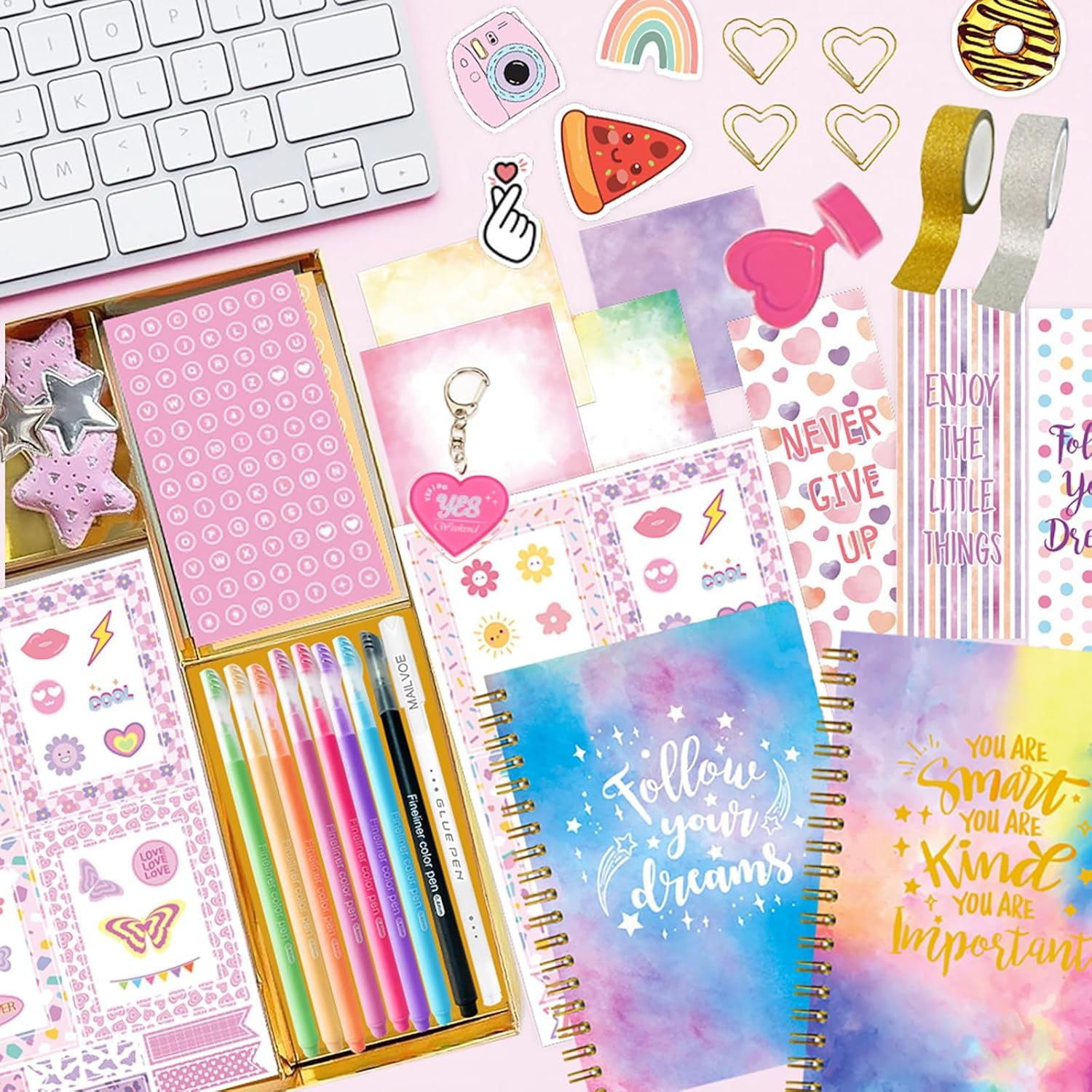 DIY Journal Kit for Girls Ages 8-14, Journaling Art Crafts Kit for Tween & Teen Girls, Creative Scrapbook & Diary Supplies Toy Set with Notebook Sticker - Fun Cute Birthday Xmas Gifts Ideas