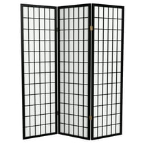 Red Lantern 5 ft. Tall Window Pane Shoji Screen - Black - 3 Panels