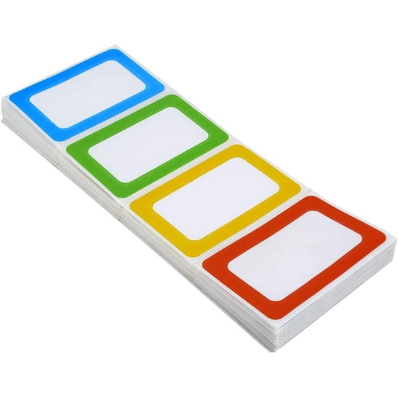 Firefly Hope 200 Pcs Plain Name Tag Stickers (3.5 x 2.25 Inch), Colorful Border Design for Easy Identification