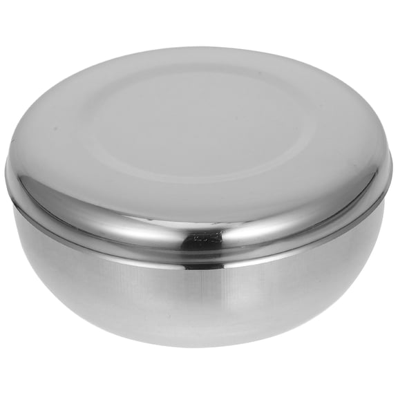 HONMEET Thickened Metal Rice Bowl with Lid Stainless Steel Bowl for Kitchen Meal Prep and Serving