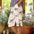 thumbnail image 2 of Summer Shorts for Women with Pockets High Waist Print Side Slit and Button Five Quarter Shorts, 2 of 5