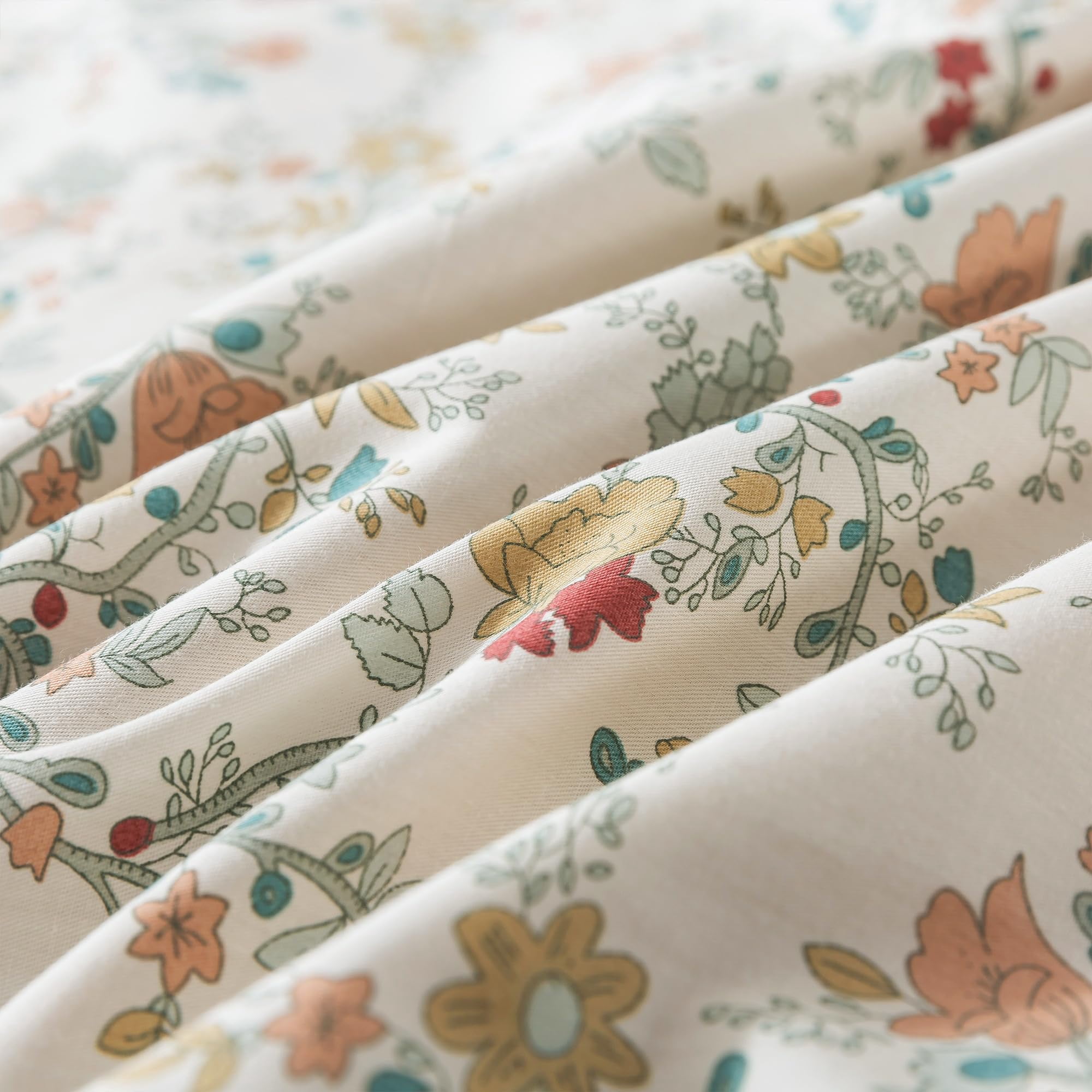 HoneiLife 3pc Duvet Cover Queen Size - 100% Cotton Comforter Floral Breathable Duvet Cover with Zipper Closure & Corner Ties, Brown Branches