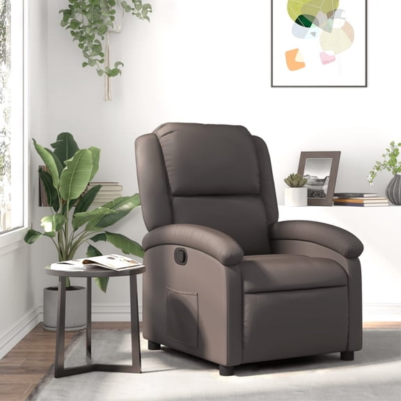 Casafoyer Recliner Chair Dark Brown Real Leather