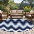thumbnail image 5 of Round Area Rug 6ft,Dark Blue Stripes Water Ripple Washable Carpet Non-Slip Runner Accent Rugs Indoor Floor Mat for Bedroom Living Room Decor,Summer Ocean Style, 5 of 9